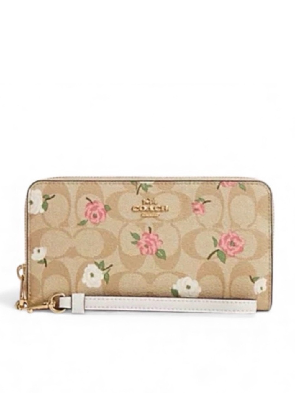 New Coach Slim Zip Wallet In Signature Canvas With Floral Print